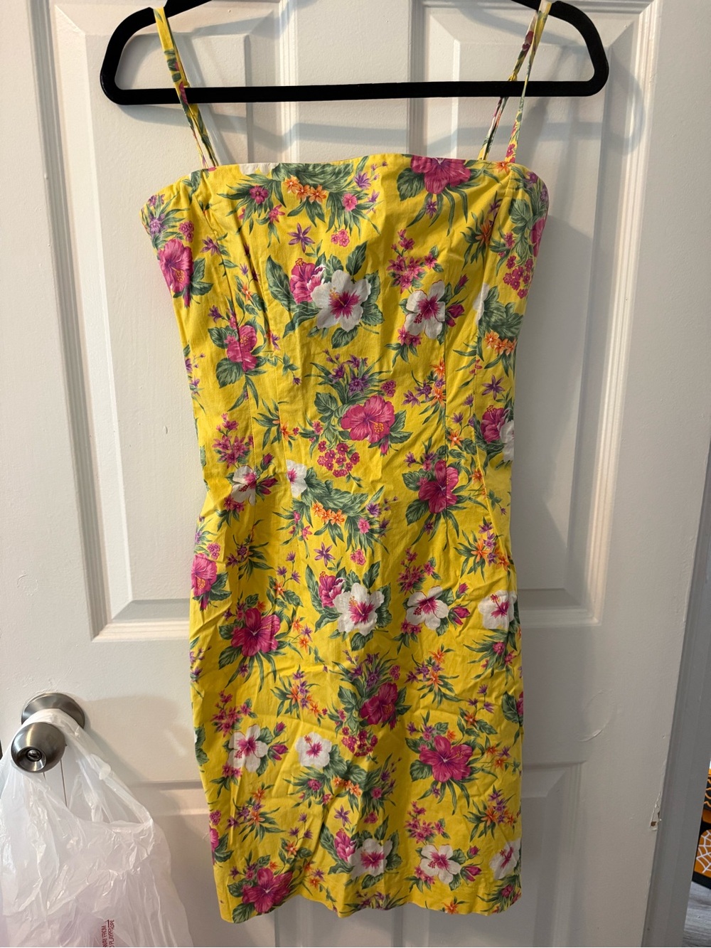 Ralph Lauren Yellow Floral Spaghetti-Strap Dress
